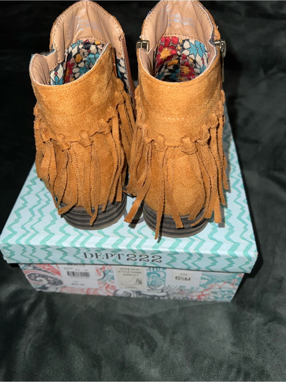 Women’s Tan Suede Fringe Ankle Boots Size 6.5 - Runs Large